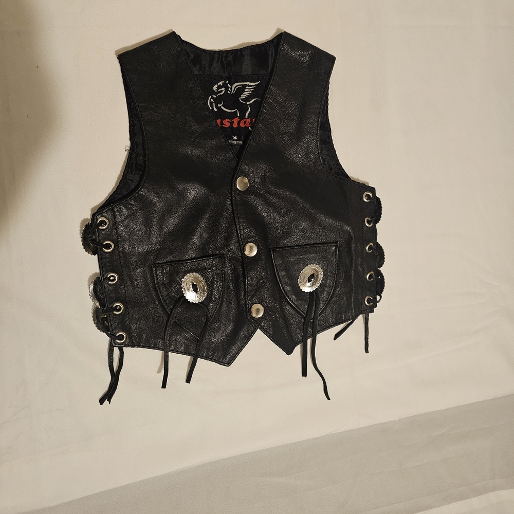 Astars Black Kids Leather Vest